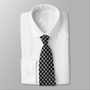 Chequered Grey and Black Tie