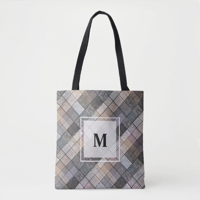 Chequered grey . tote bag (Front)