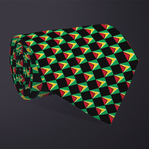 Chequered Guyana Flag Pattern  Tie