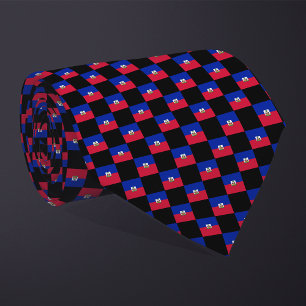 Chequered Haiti Flag Pattern Tie
