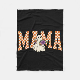 Chequered Halloween Ghost Mama Shirt Cute Floral B Fleece Blanket