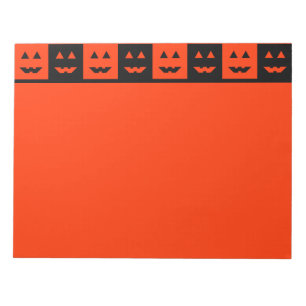 Chequered Halloween Pumpkin Face Squares Notepad