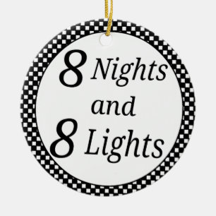 Chequered Hanukkah Ceramic Ornament