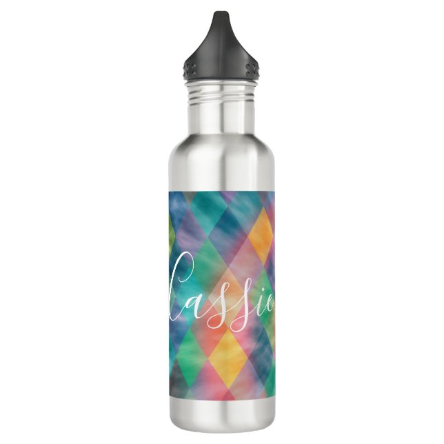 Chequered Harlequin Pale Rainbow  710 Ml Water Bottle (Left)