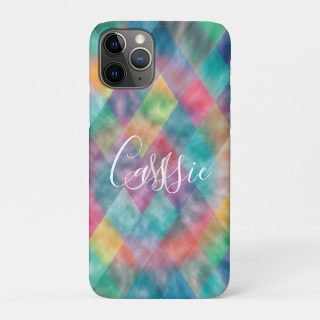 Chequered Harlequin Pale Rainbow  Case-Mate iPhone Case (Back)