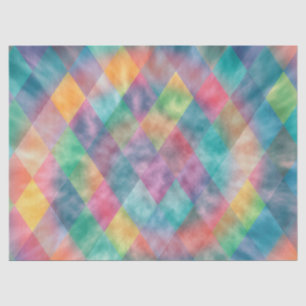Chequered Harlequin Pale Rainbow Monogram Name Tissue Paper