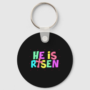 Chequered He Is Risen Jesus Christian Easter Kids Keychain