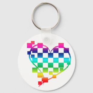 chequered heart. keychain