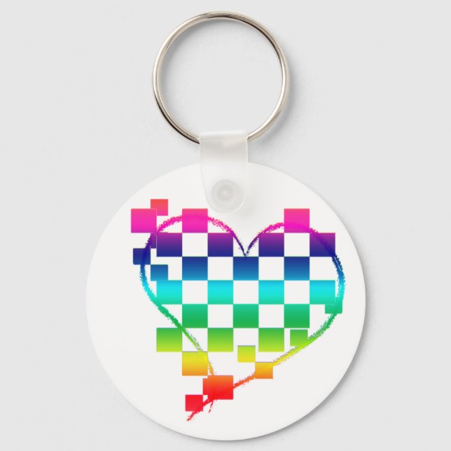 chequered heart. keychain (Front)