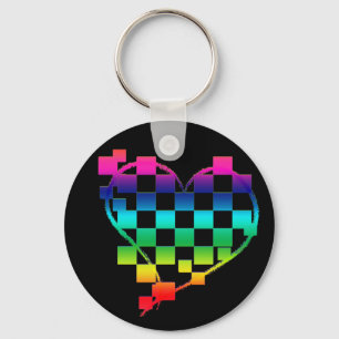 chequered heart. keychain