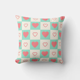 Chequered Heart Pattern Throw Pillow