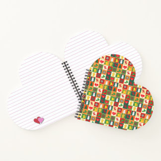 Chequered Heart Shaped Spiral Bound Notebook
