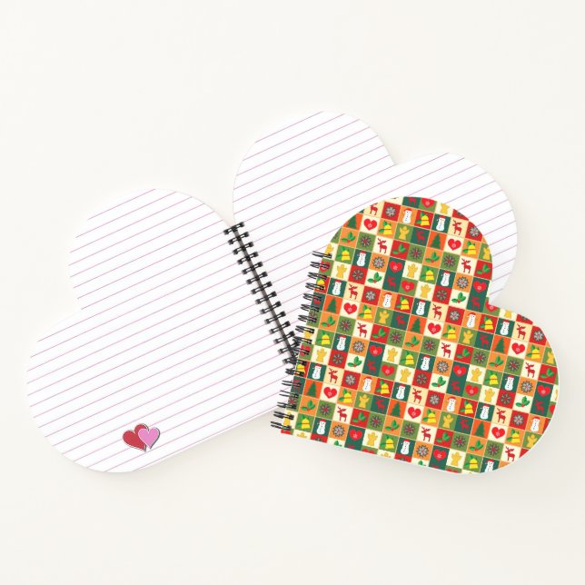 Chequered Heart Shaped Spiral Bound Notebook (Inside)