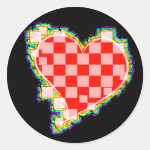 chequered heart. v2. classic round sticker