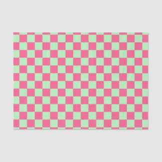 Chequered Hot Pink and Soft Green Tissue Paper