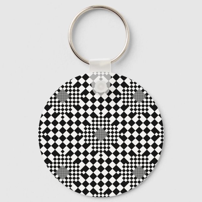 Chequered Illusion by Kenneth Yoncich Keychain (Front)