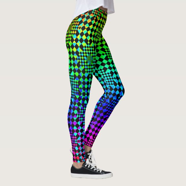 Chequered Illusion by Kenneth Yoncich Leggings (Right)