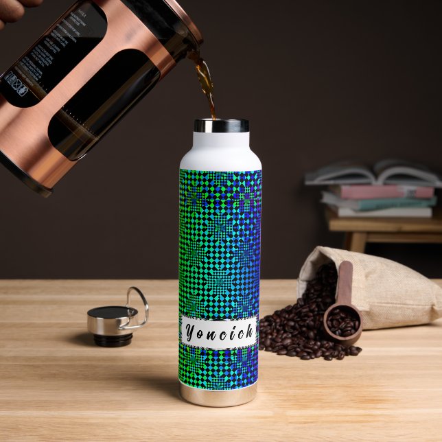 Chequered Illusion by Kenneth Yoncich Water Bottle (Coffee)