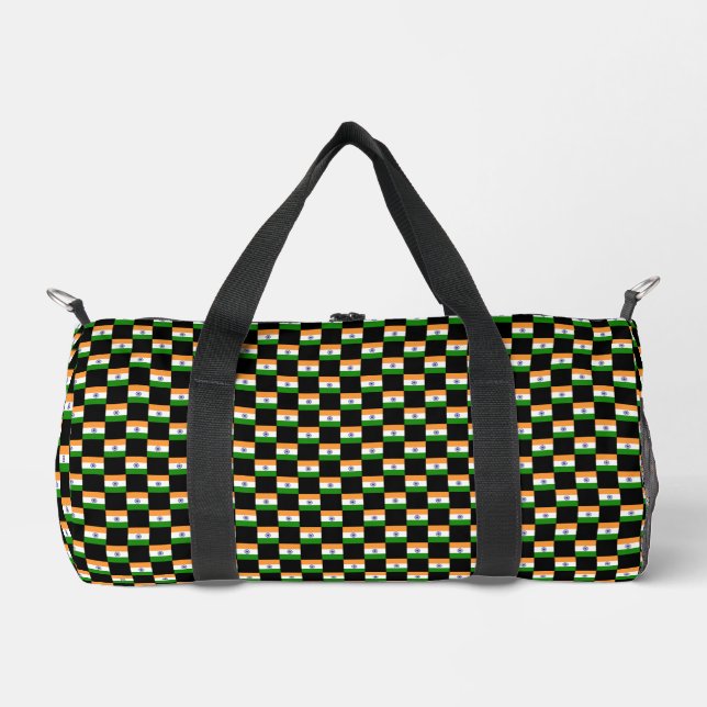 Chequered India Flag Pattern  Duffle Bag (Front)
