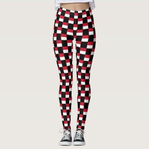 Chequered Indonesia Flag Pattern  Leggings
