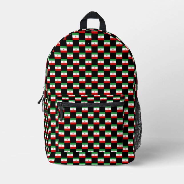 Chequered Iran Flag Pattern  Printed Backpack (Front)