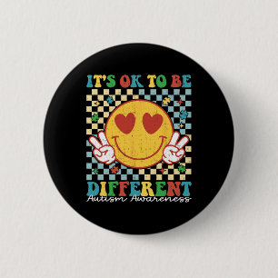 Chequered It Is Ok To Be Different Autism Awarenes 2 Inch Round Button