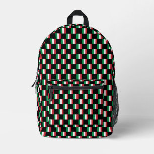 Chequered Italy Flag Pattern Printed Backpack