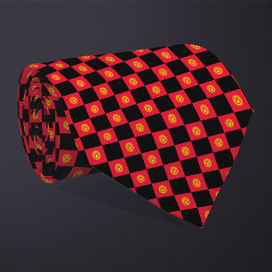 Chequered Kyrgyzstan Flag Pattern  Tie