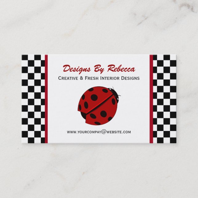 Chequered Ladybug Business Cards (Front)