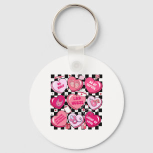 Chequered Landd Nurse Valentine Candy Heart Labour Keychain
