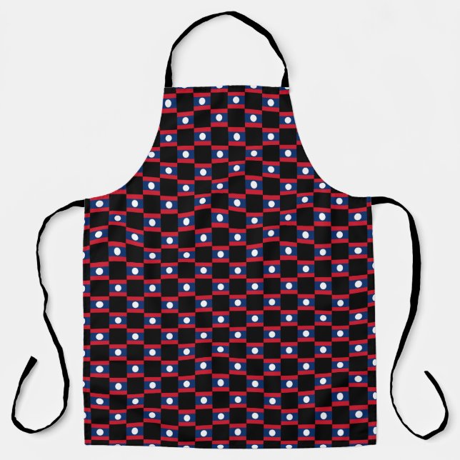 Chequered Laos Flag Pattern  Apron (Front)
