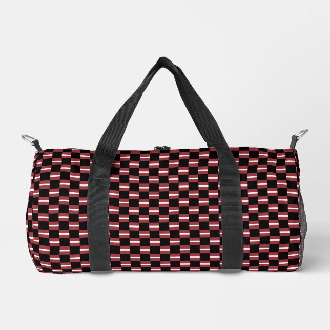 Chequered Latvia Flag Pattern  Duffle Bag (Front)