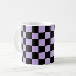 Chequered Lavender and Black  Coffee Mug