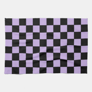 Chequered Lavender and Black Kitchen Towel