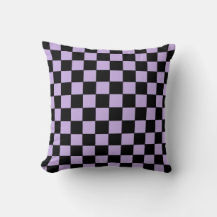 Chequered Lavender and Black  Throw Pillow