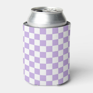 Chequered Lavender and White Can Cooler