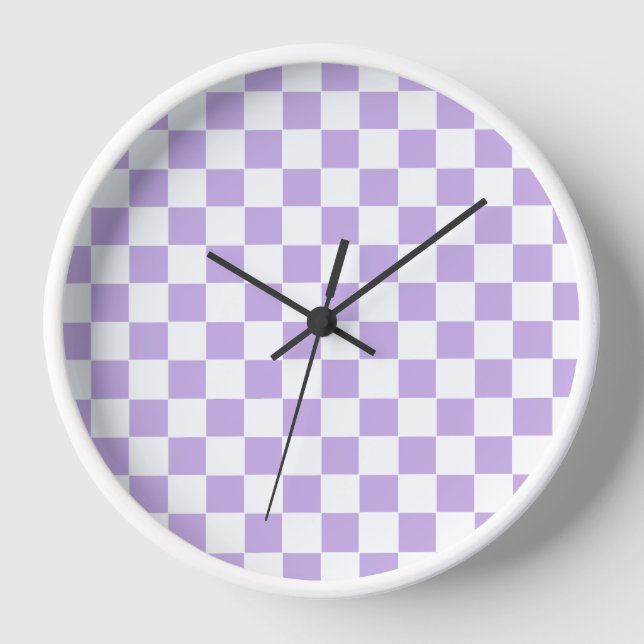 Chequered Lavender and White Clock (Front)