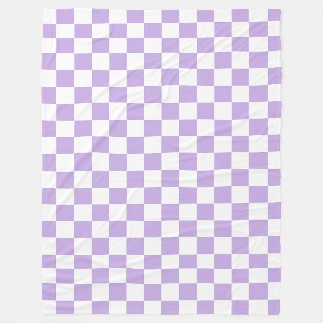 Chequered Lavender and White Fleece Blanket (Front)