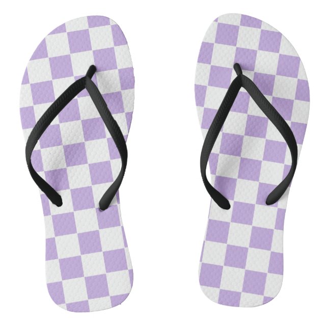 Chequered Lavender and White Flip Flops (Footbed)