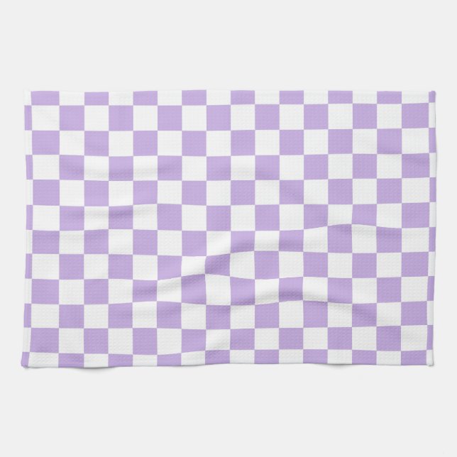 Chequered Lavender and White Kitchen Towel (Horizontal)