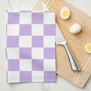 Chequered Lavender and White Kitchen Towel