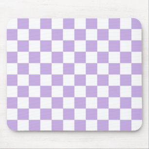 Chequered Lavender and White Mouse Pad