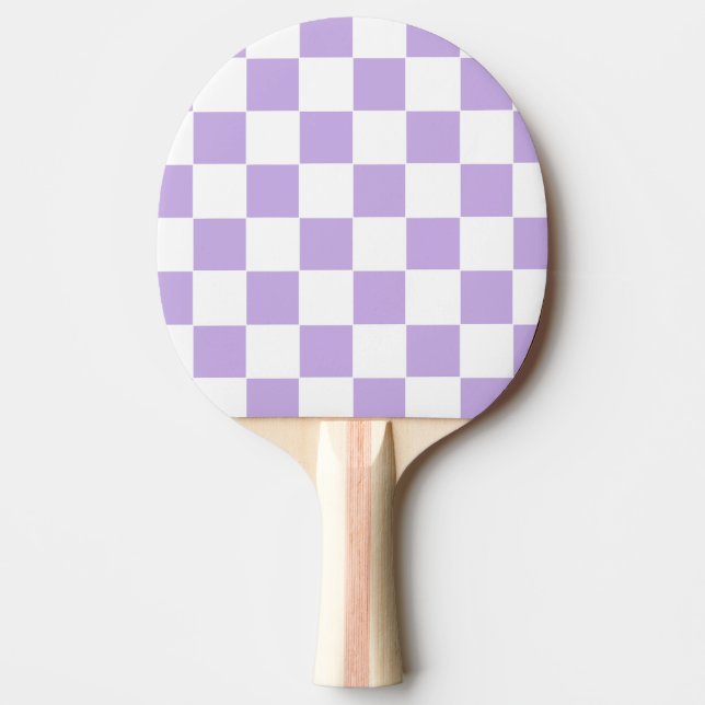 Chequered Lavender and White Ping Pong Paddle (Front)