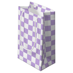Chequered Lavender and White Small Gift Bag