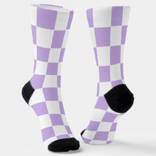 Chequered Lavender and White Socks