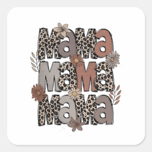 Chequered Leopard Race Funny Mom Race Mommy Square Sticker