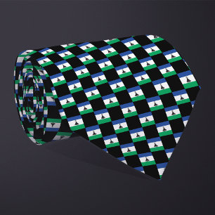 Chequered Lesotho Flag Pattern  Tie