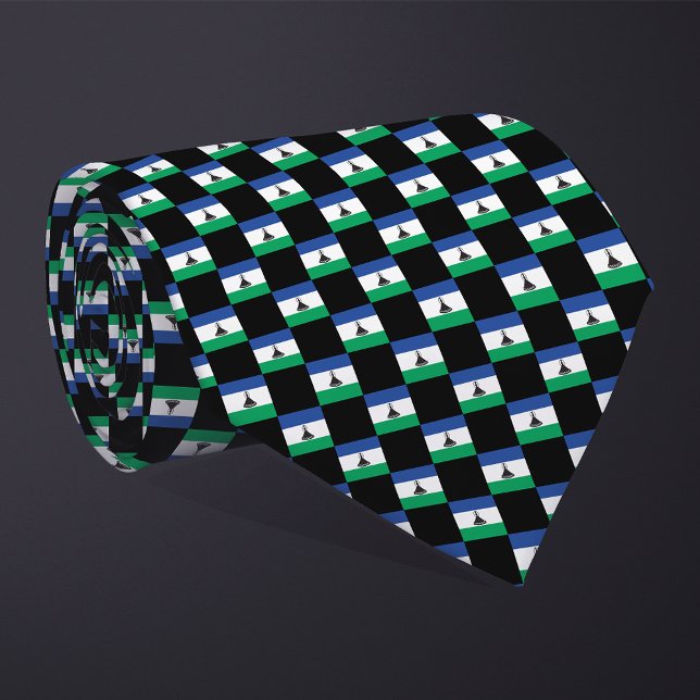 Chequered Lesotho Flag Pattern  Tie (Creator Uploaded)