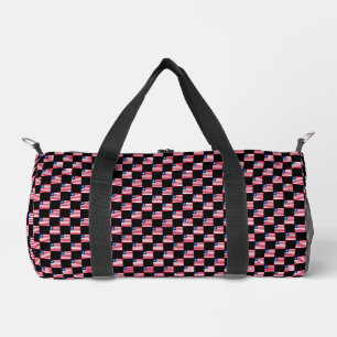 Chequered Liberia Flag Pattern Duffle Bag