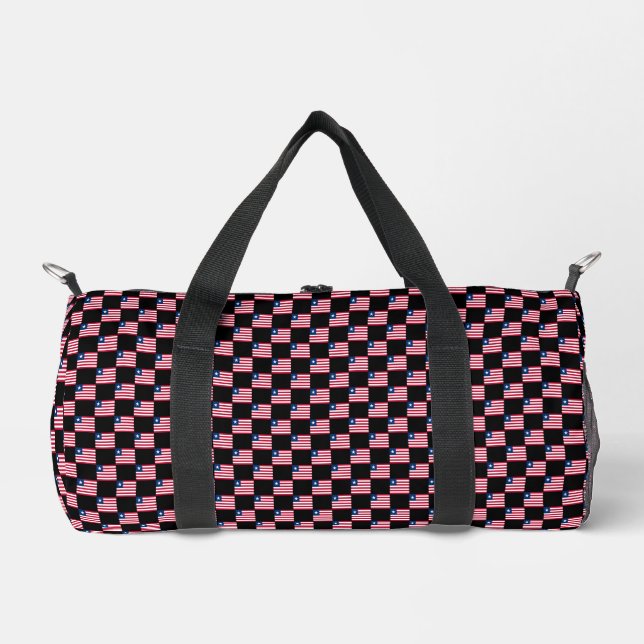 Chequered Liberia Flag Pattern  Duffle Bag (Front)